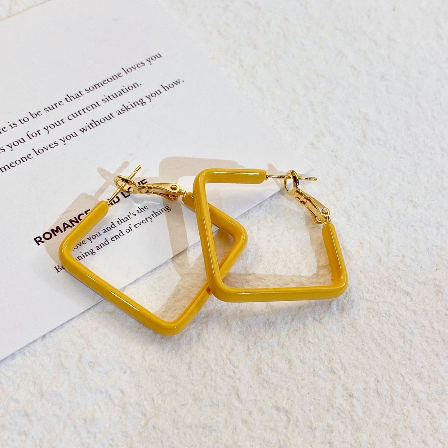 Plated Real Gold Ginger Flower Enamel Drip Glazed Female Sweet Earrings