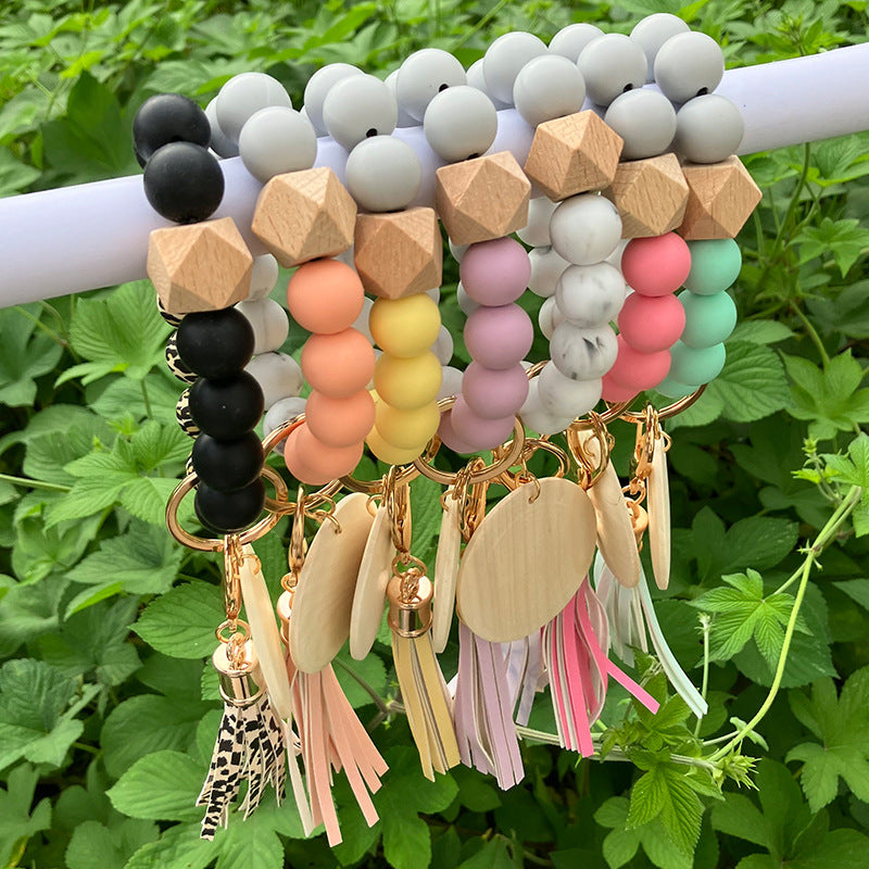 Beads Creative Beaded Tassel Sublimation Wood Bracelet