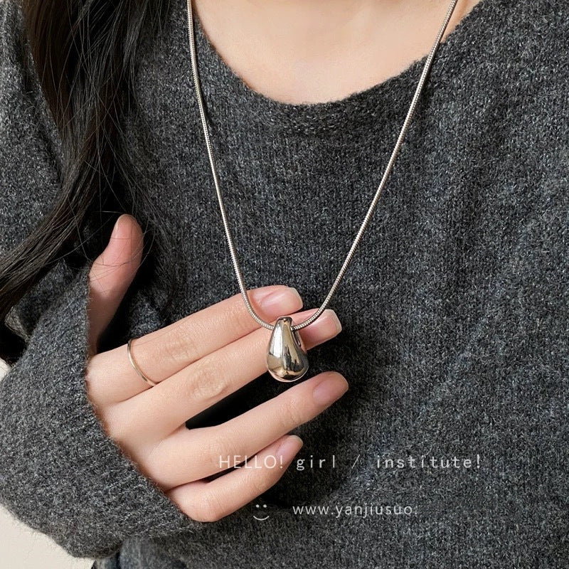 Women's Simple Water Drop For Long Sweater Chain Casual Necklace