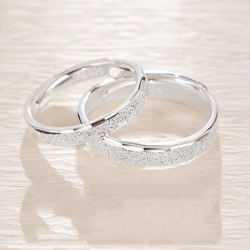 Sier Couple Simple Pure Romantic Star River Rings