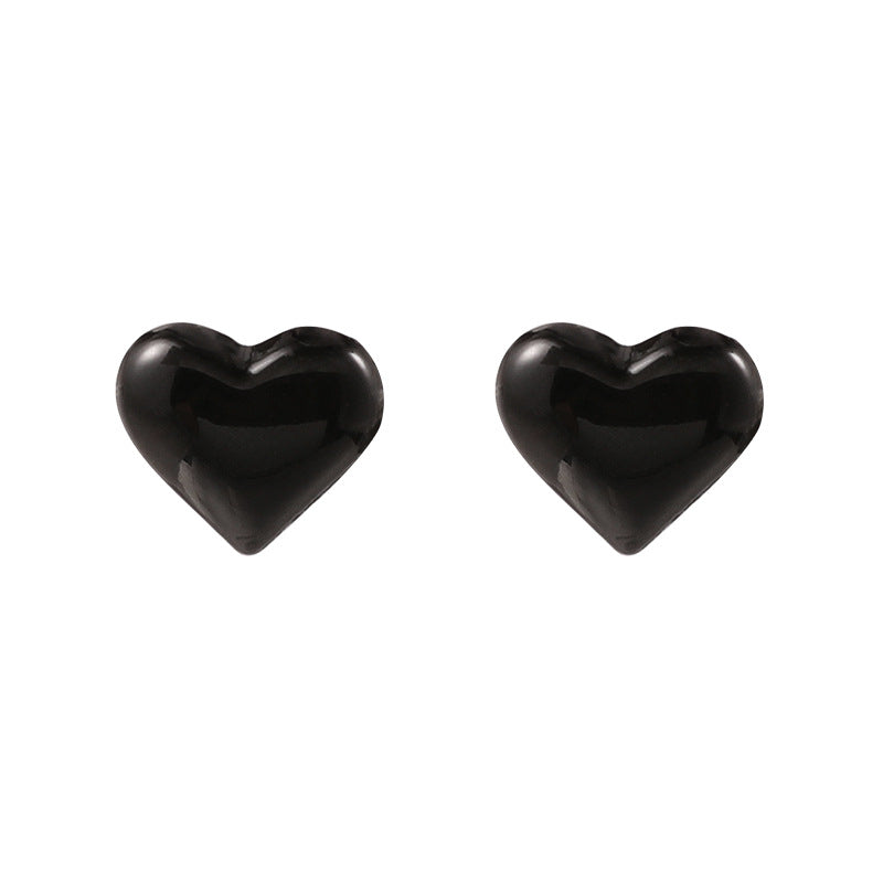 Three-dimensional Paint Small Love Heart Female Simple Compact Cold Wind Stud Earrings