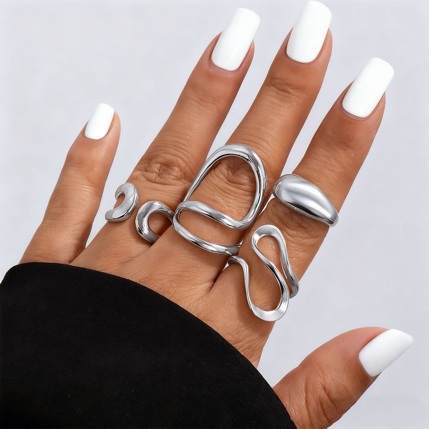 Hand Vintage Metal Geometry Irregular Diamond Ring