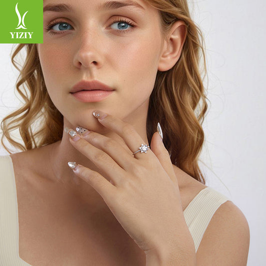 Women's Ice Flower Light Luxury High-grade Sterling Rings