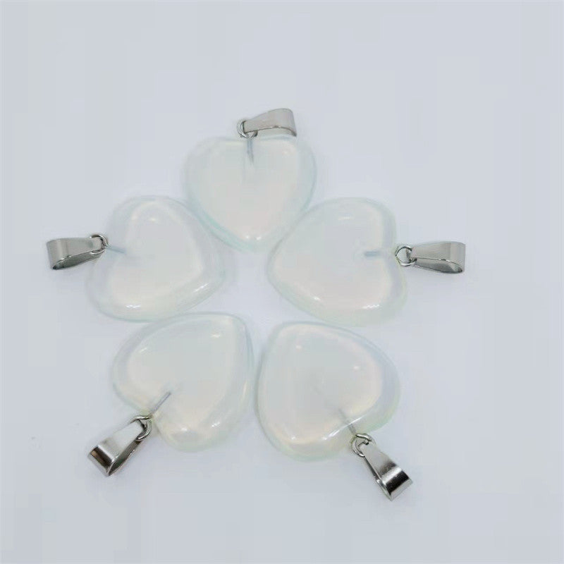 Stone Love Crystal Agate Heart Peach Pendants