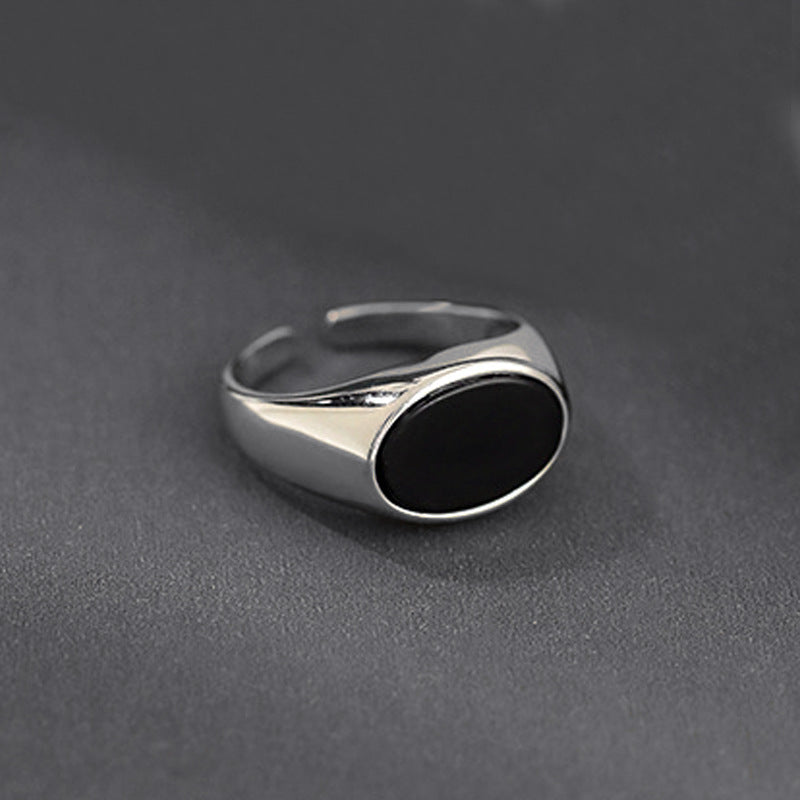 Fashion Geometry Pattern Square Round Smooth Opening Male Rings