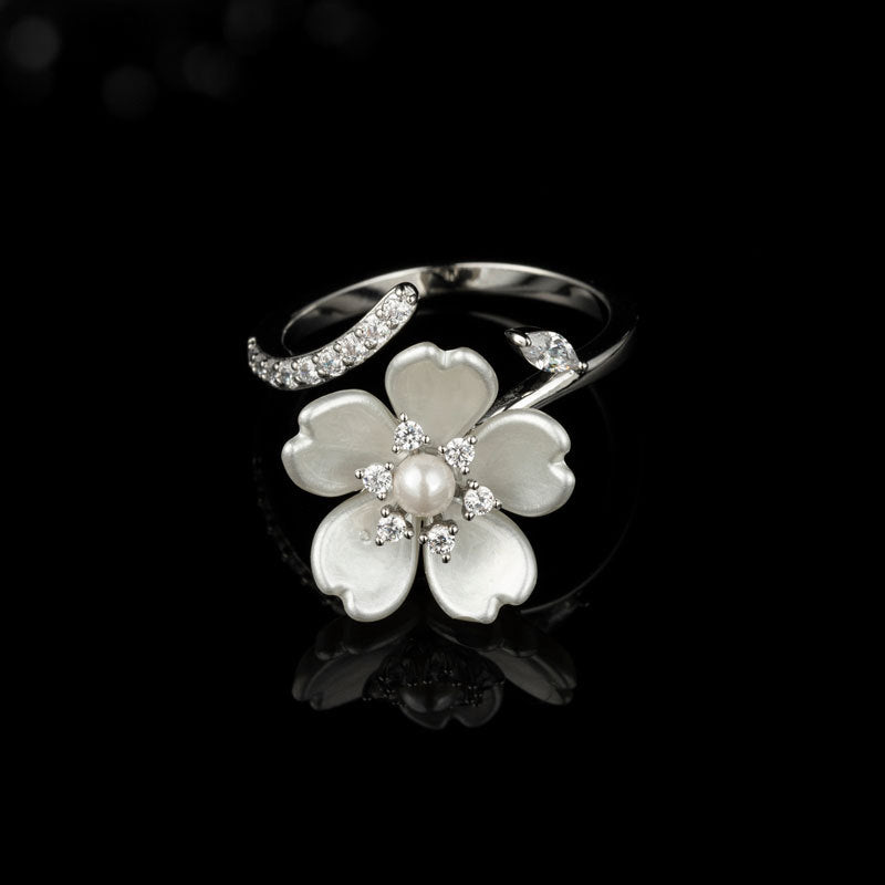 High-grade Spring Pearl Flower Open Adjustable Rings