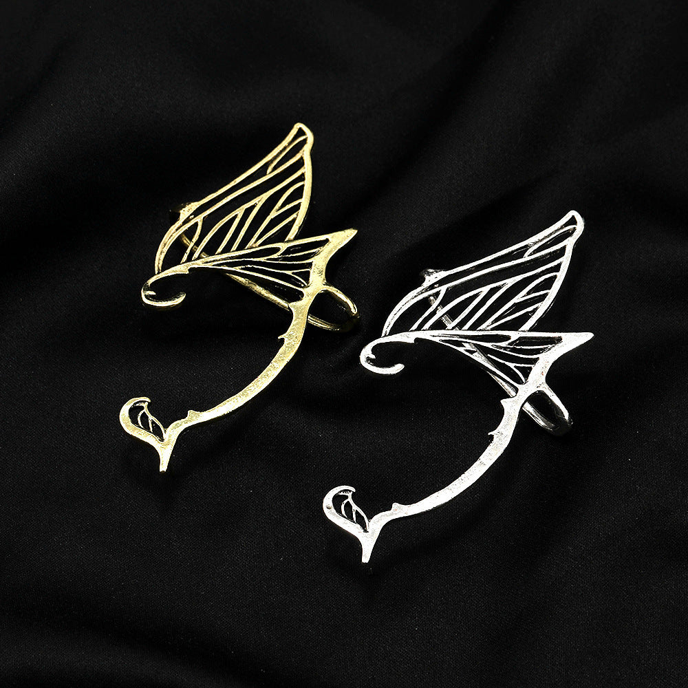 Women's Ear Clip Personalized Retro Hollow Butterfly Wings Elf Cuff Rings
