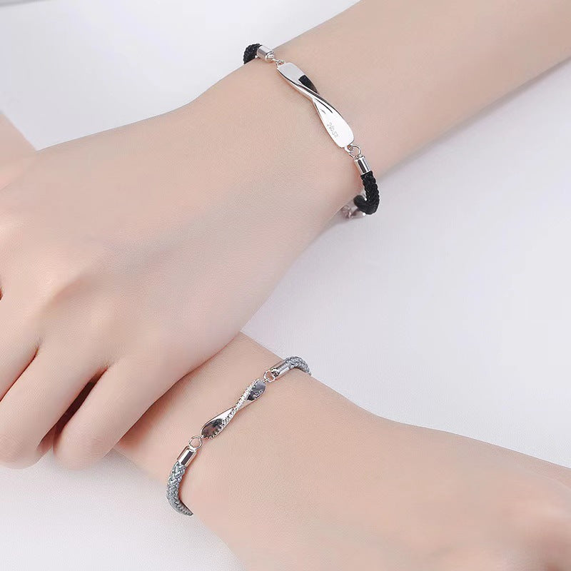 Mobius Couple Sterling Sier Fashion Simple Bracelet