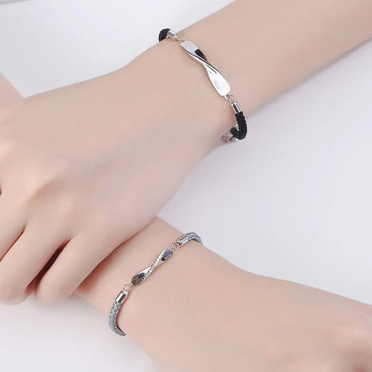 Mobius Couple Sterling Sier Fashion Simple Bracelet