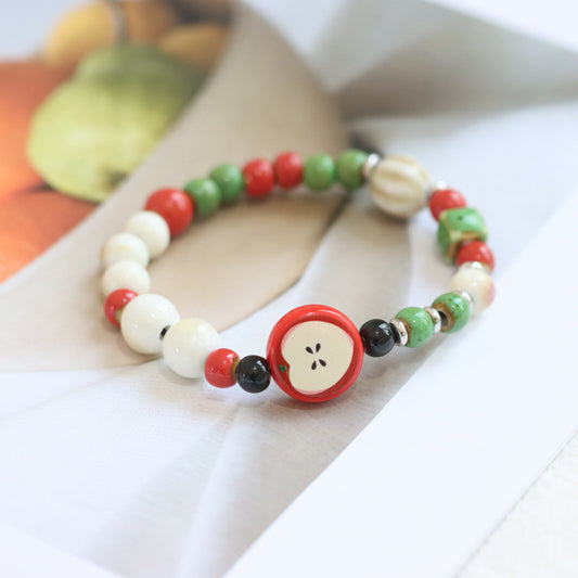 Fresh Ceramic Christmas Apple Lovers Festive Bracelets