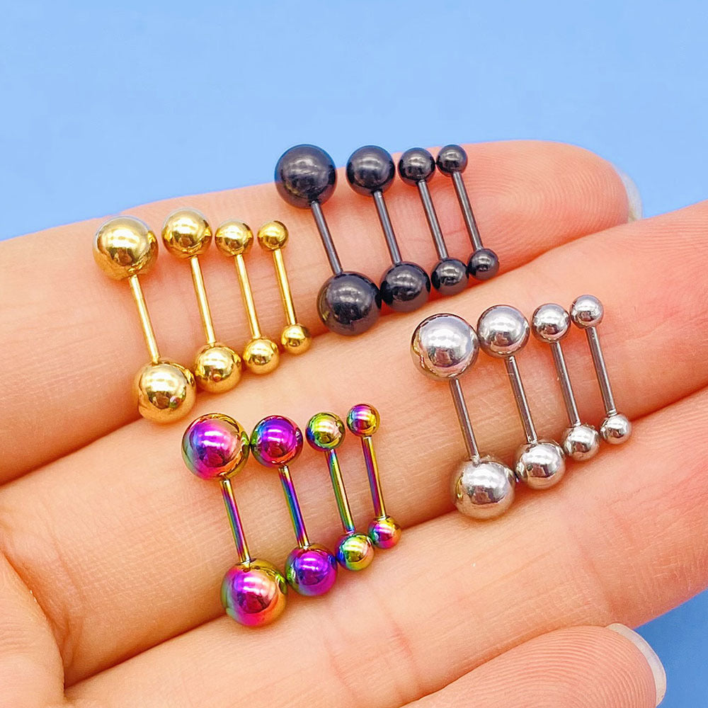 Steel Rod Dumbbell Ball Ear Bone Stud Earrings