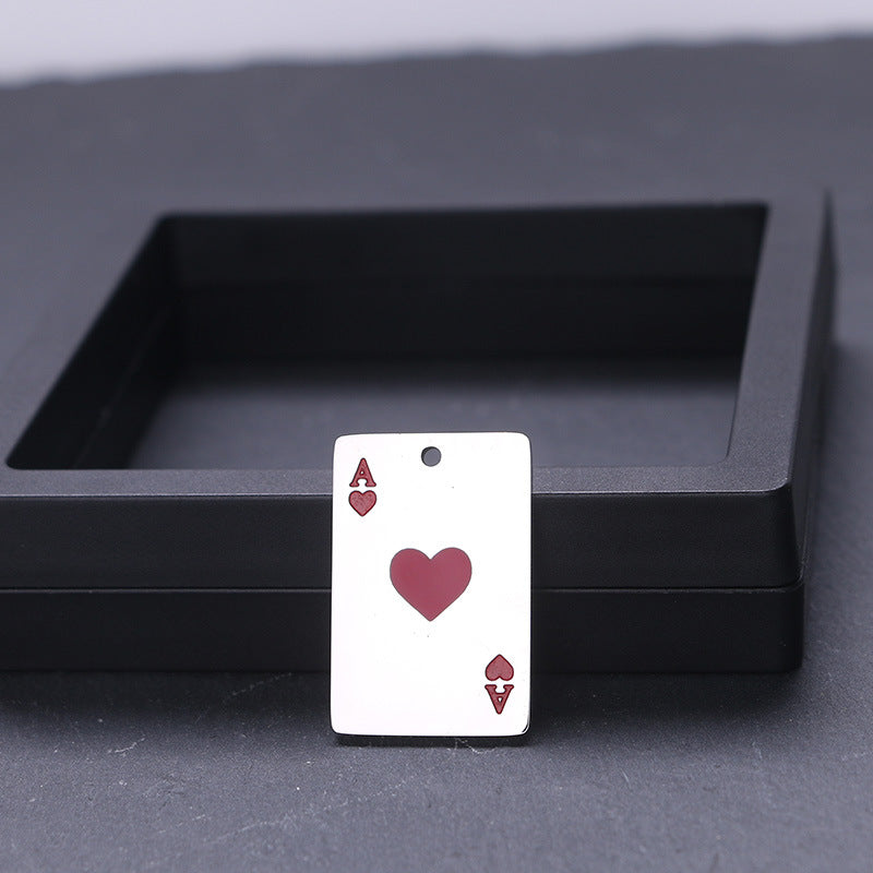 Women's & Men's Steel Playing Card Red Peach Black Pendants