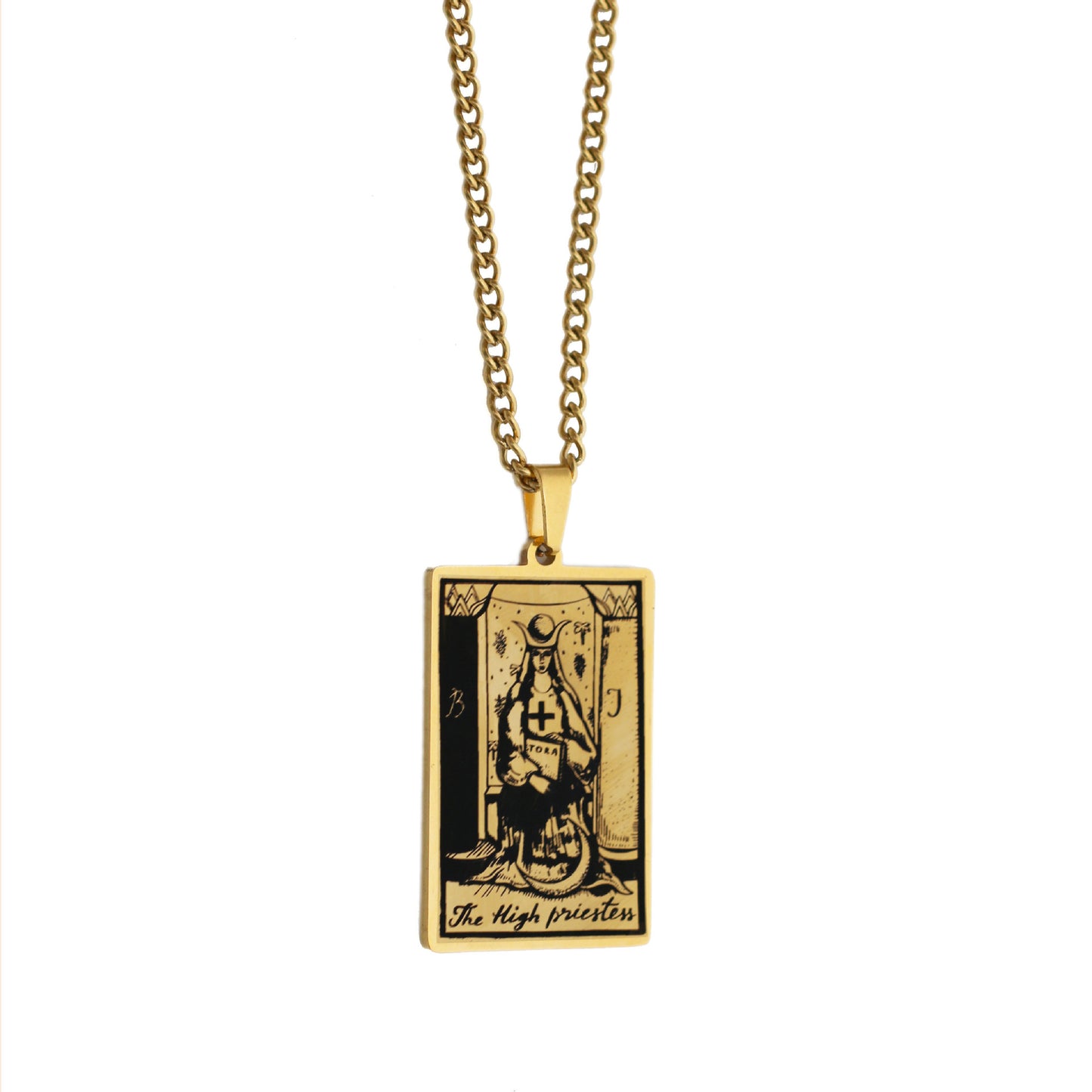 Zhang Tarot Titanium Steel Retro Rectangular Necklaces