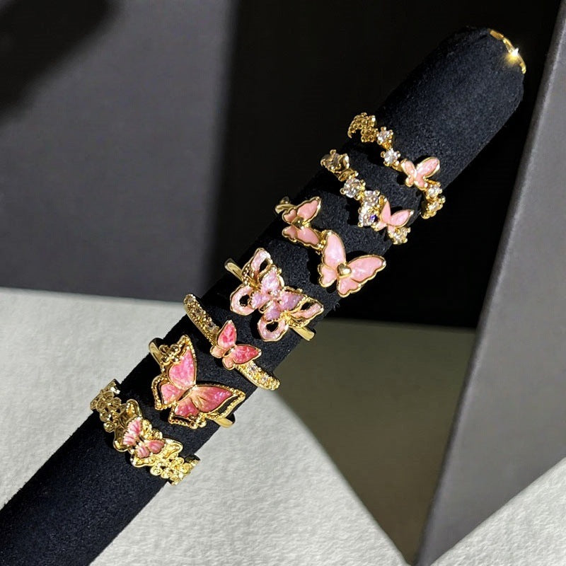 Twin Open Female Romantic Style Texture Special Interest Light Luxury Ring