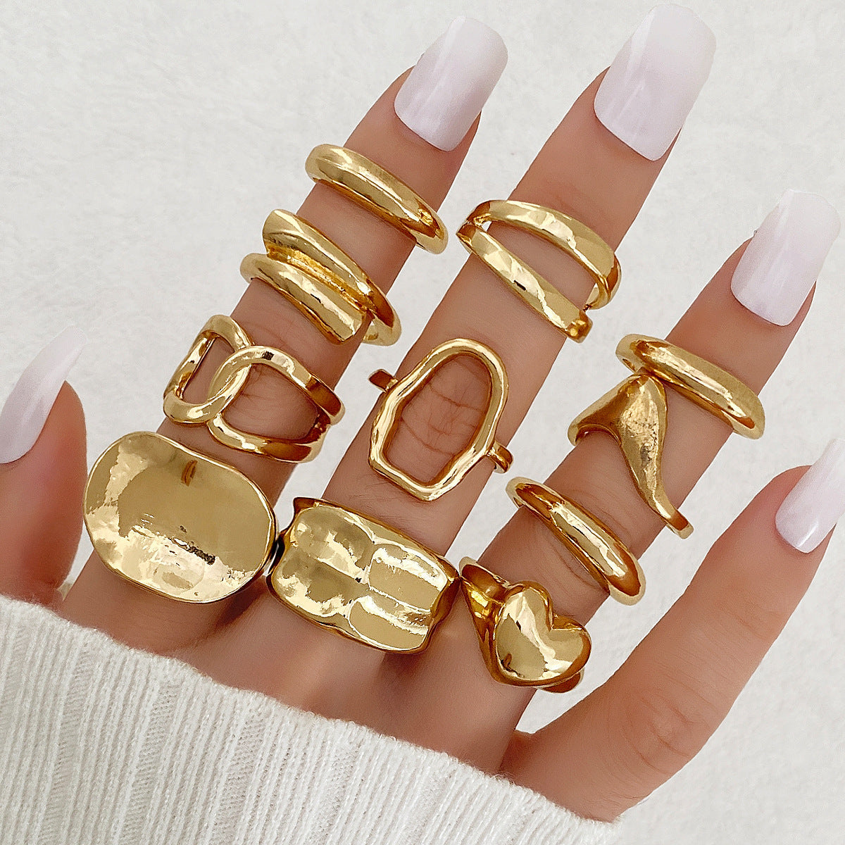 Women's Exaggerated Personalized Gold Irregular Oval Heart-shaped Open Rings