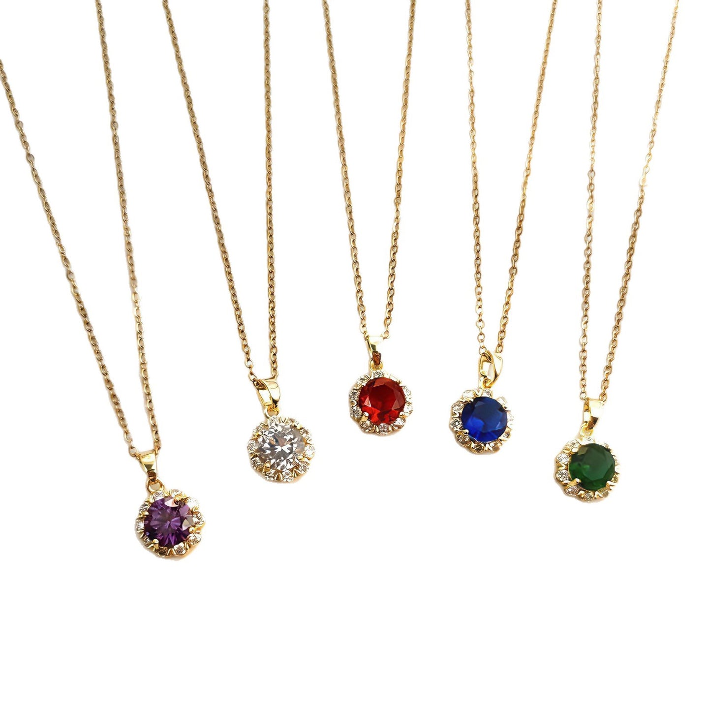 Colored Gems Graceful Clavicle Chain Design Pendants