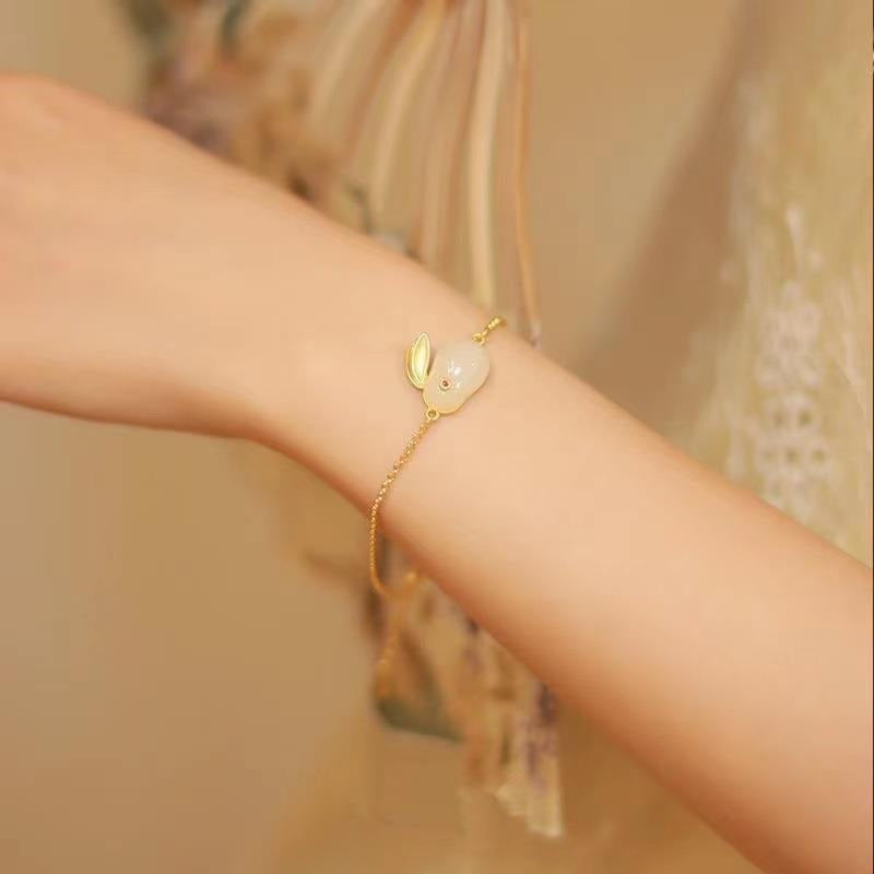 Women's Jade Rabbit Blessing Card For Design Good-looking Girlfriends Bracelets
