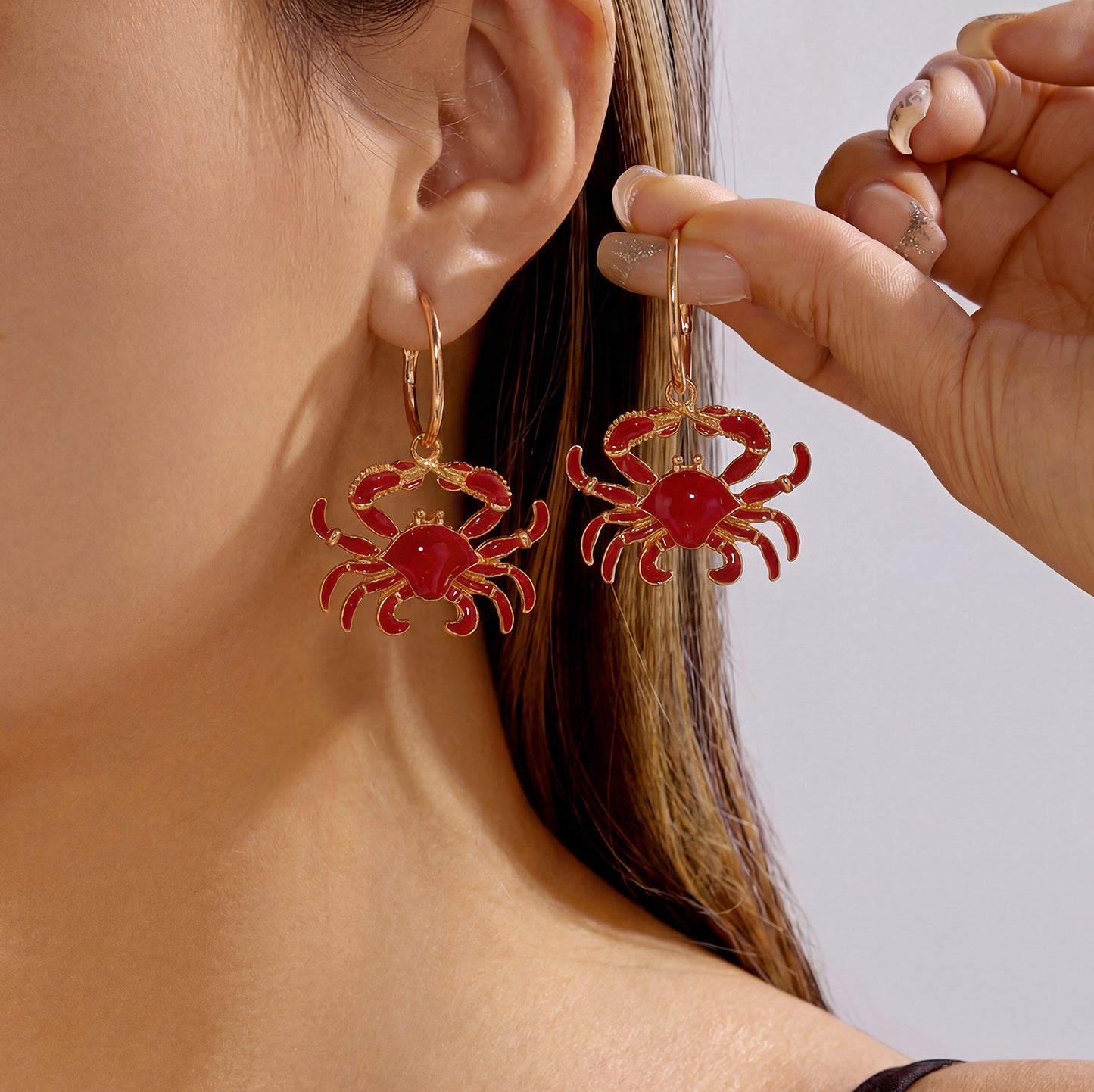Women's Crab Lobster Design Eardrops Suitable For Rings