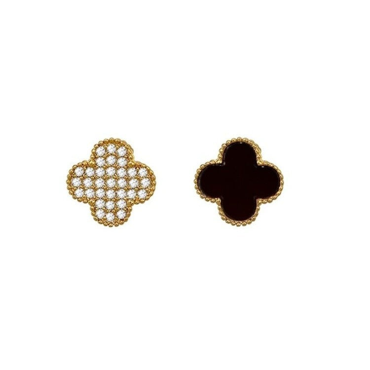 Zircon Double-sided Clover Clip Retro Minority Design Sense Light Luxury Ear Buckle