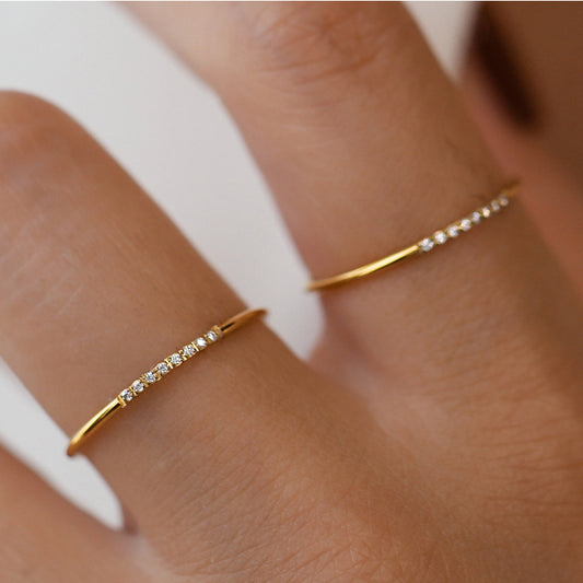 Temperament Basic Diamond Gold-plated Index Finger Ring