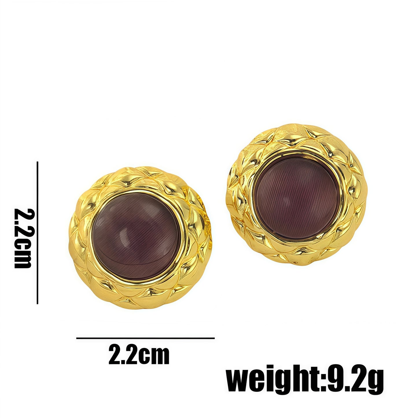 Stainless Steel Geometric Round Ear Light Luxury High-grade Color Stud Earrings