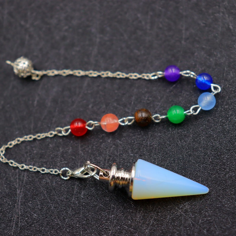 Column Pendulum Chain Natural Crystal Hexagonal Cone Pendants