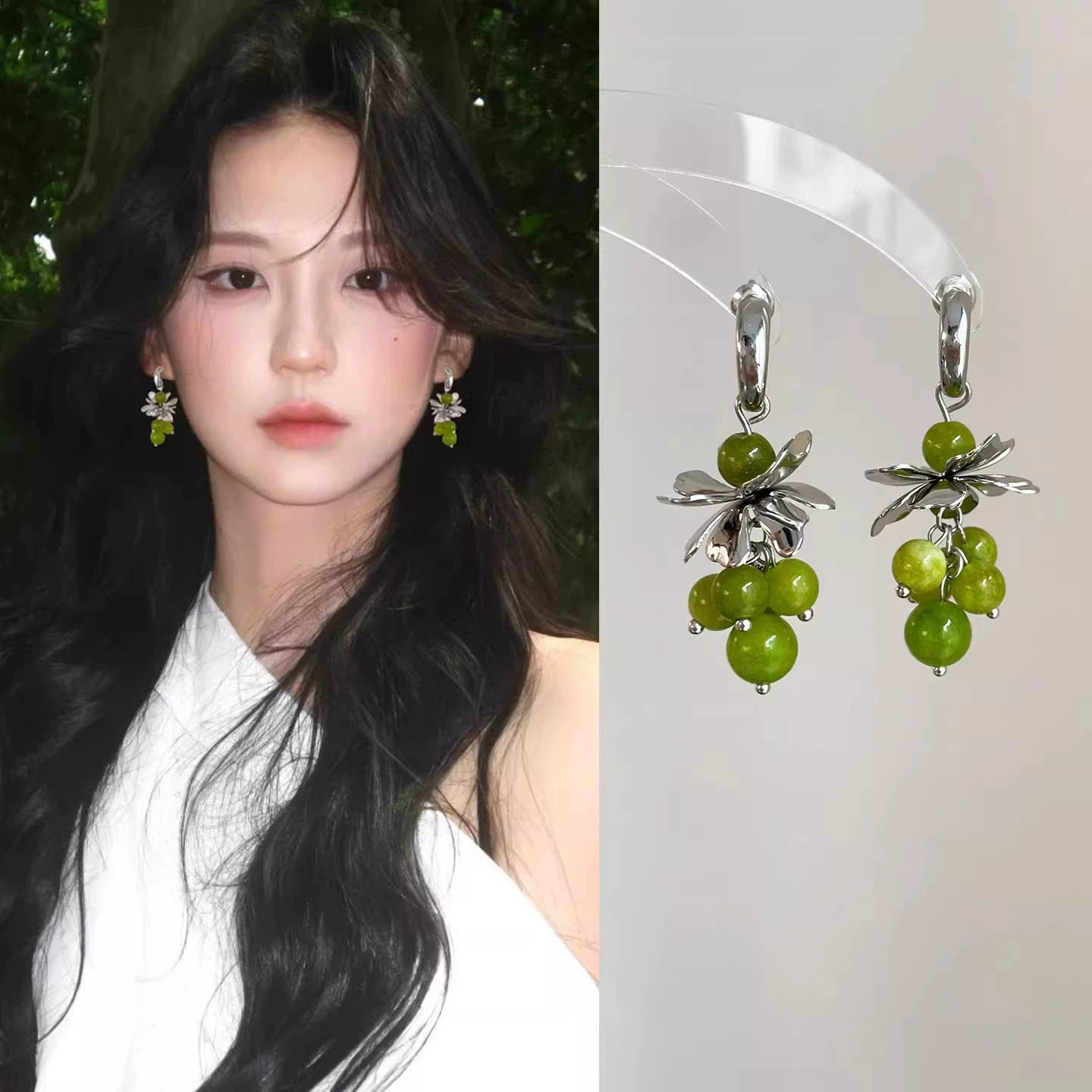 Green Grape Cluster Female Cold Sense Niche High Earrings