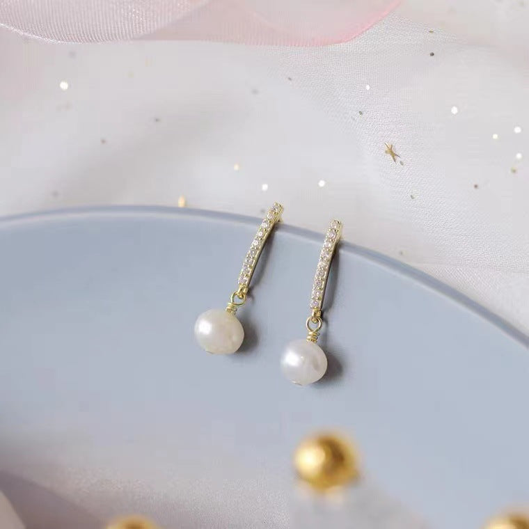 Women's Sterling Sier Natural Fresh Water Pearl Earrings