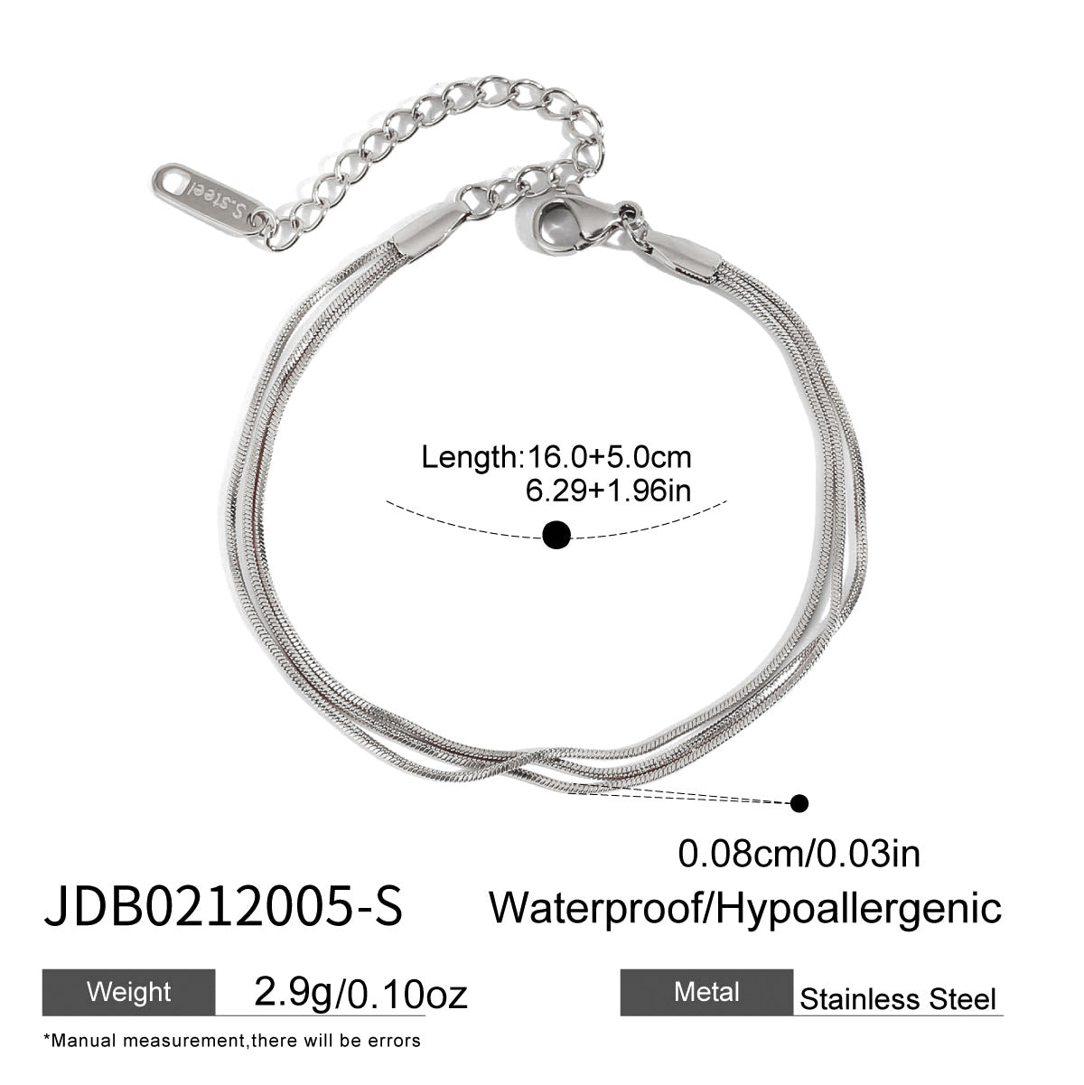 Stainless Steel Snake Bones Chain Stacked Light Luxury Minority Bracelet