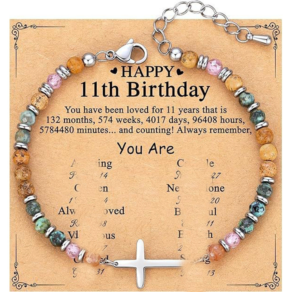 Natural Turquoise Cross Picture Stone Pink Crystal Bracelets