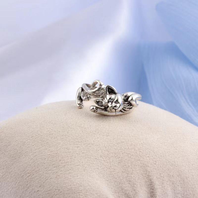 Women's Simple Cute Kitten Open Cat Paw Ear Puppy Rings