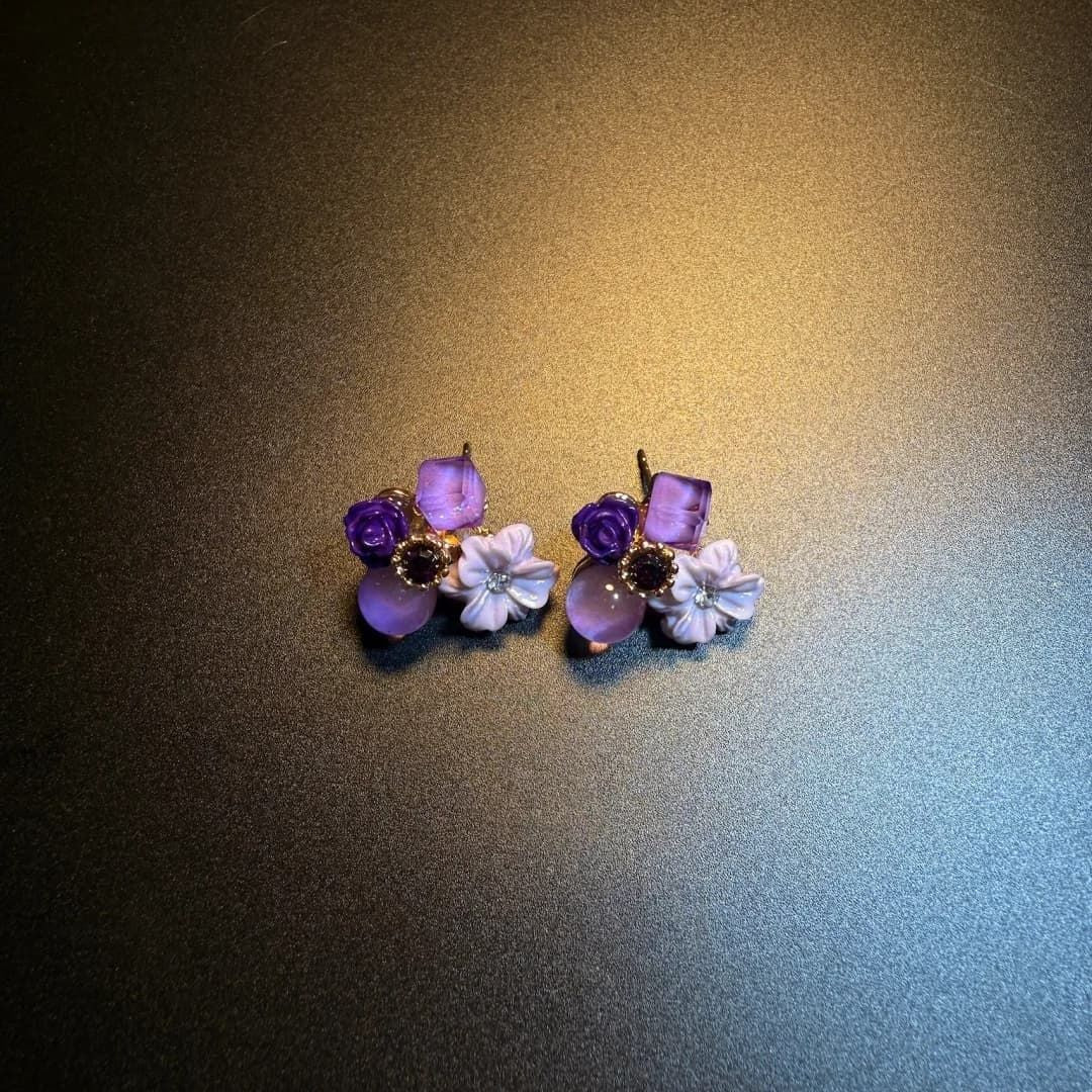 Unique Vintage Pink Geometric Sweet Flowers Earrings