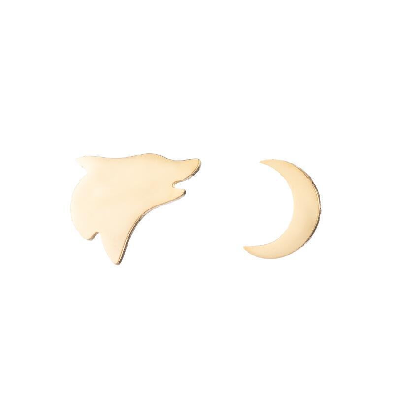 Niche Asymmetric Dog Eating Moon Christmas Deer Snowflake Ear Earrings