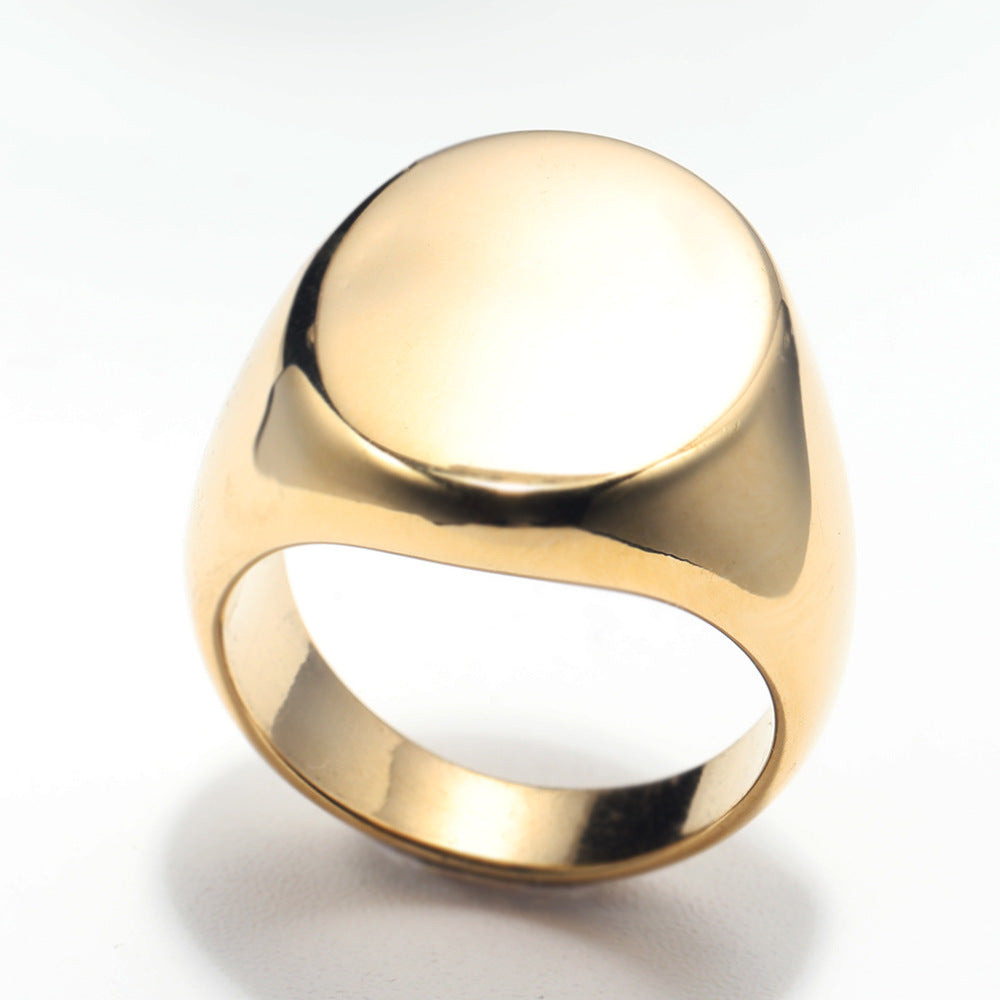 Men's Stainless Steel Trendy Glossy Oval Titanium Ring