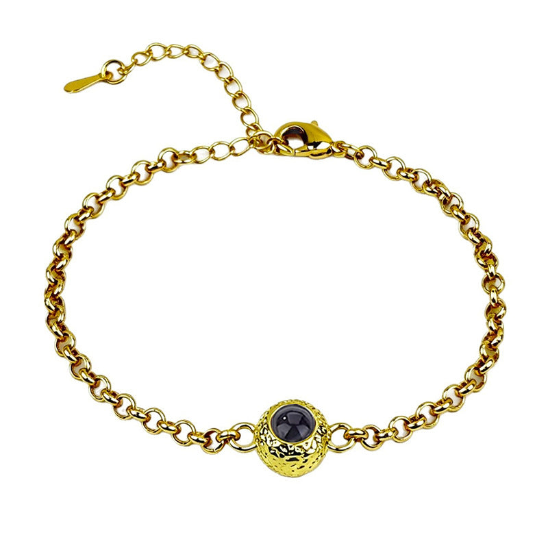 South American Metal Beads Projection Stone Color Picture Carving Bracelet