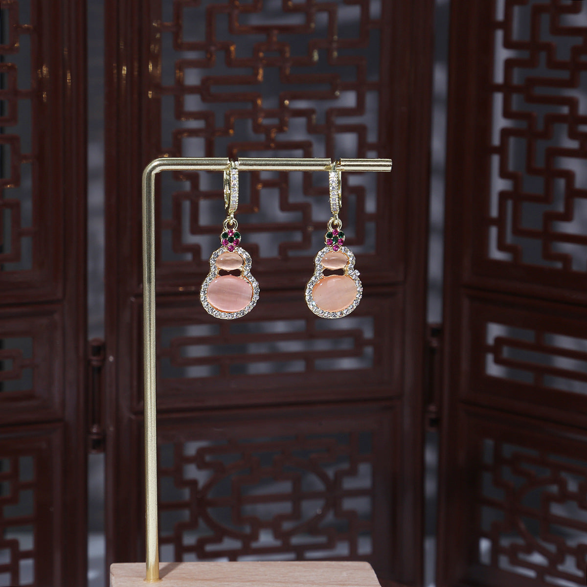 Chinese Ancient Style Beaded Long Fringe Han Earrings