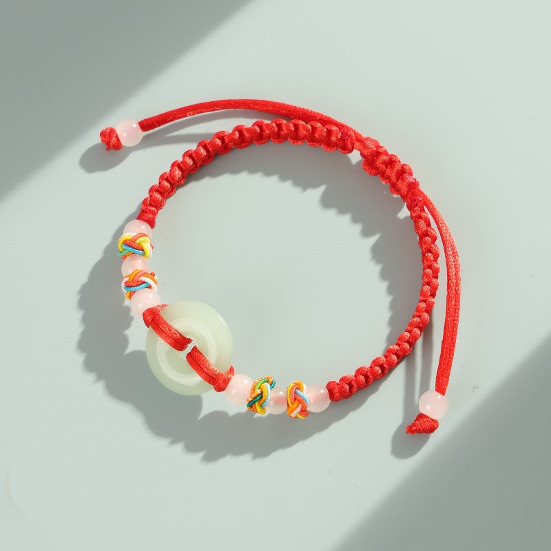 Women's & Men's Jade Peace Buckle Hand-woven Couple Stall Hand Bracelets