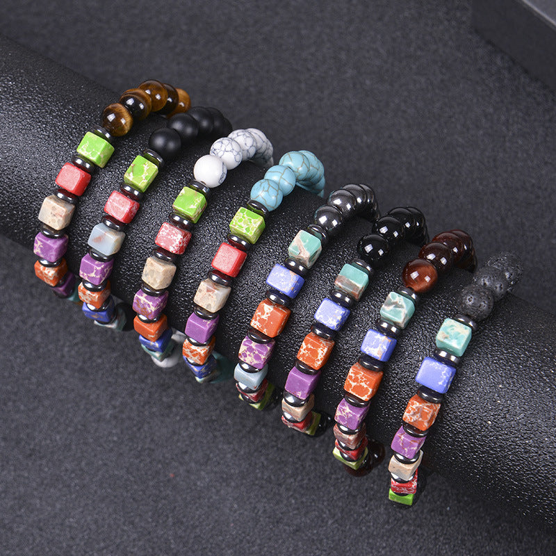 Colorful Stone Handmade Elastic String Natural Tiger Bracelets