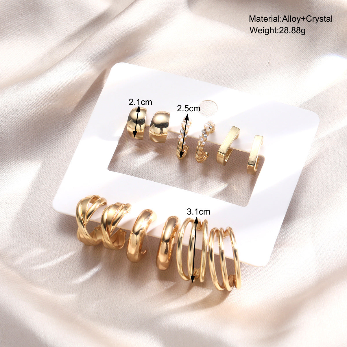 Retro Geometric Twist Metal Alloy Six Pairs Fashionable Earrings