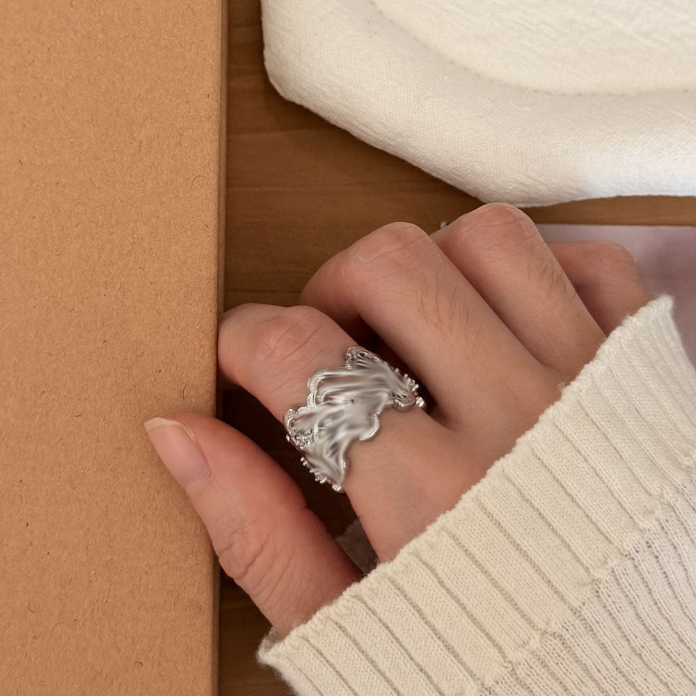 Women's Sier Inlaid Zirconium Love Heart-shaped Fashion Trend Design Twin Ring