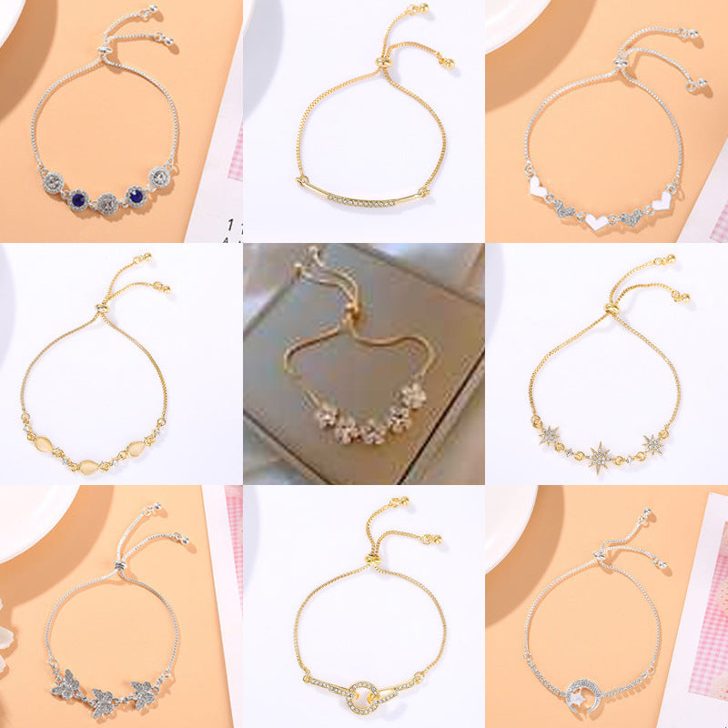 Women's Zircon Flower Korean Simple Design Personalized Bracelets