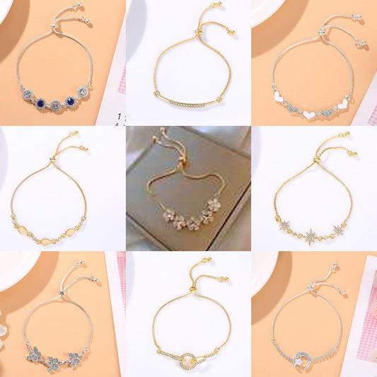 Women's Zircon Flower Korean Simple Design Personalized Bracelets