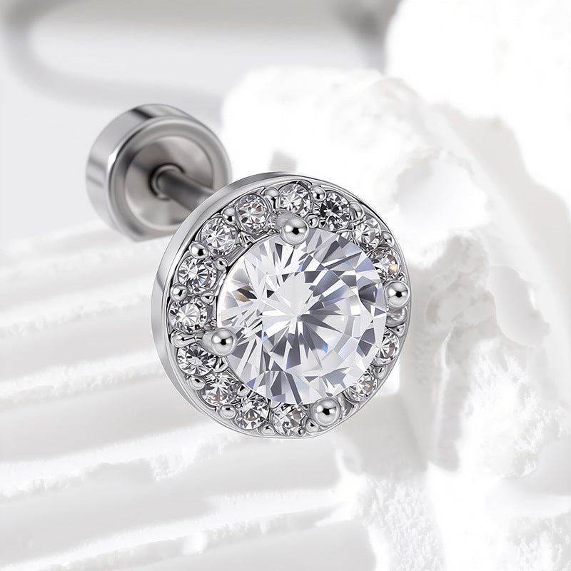 Flash Eight Hearts Arrows High Sense Zircon Ear Bone Niche Earrings