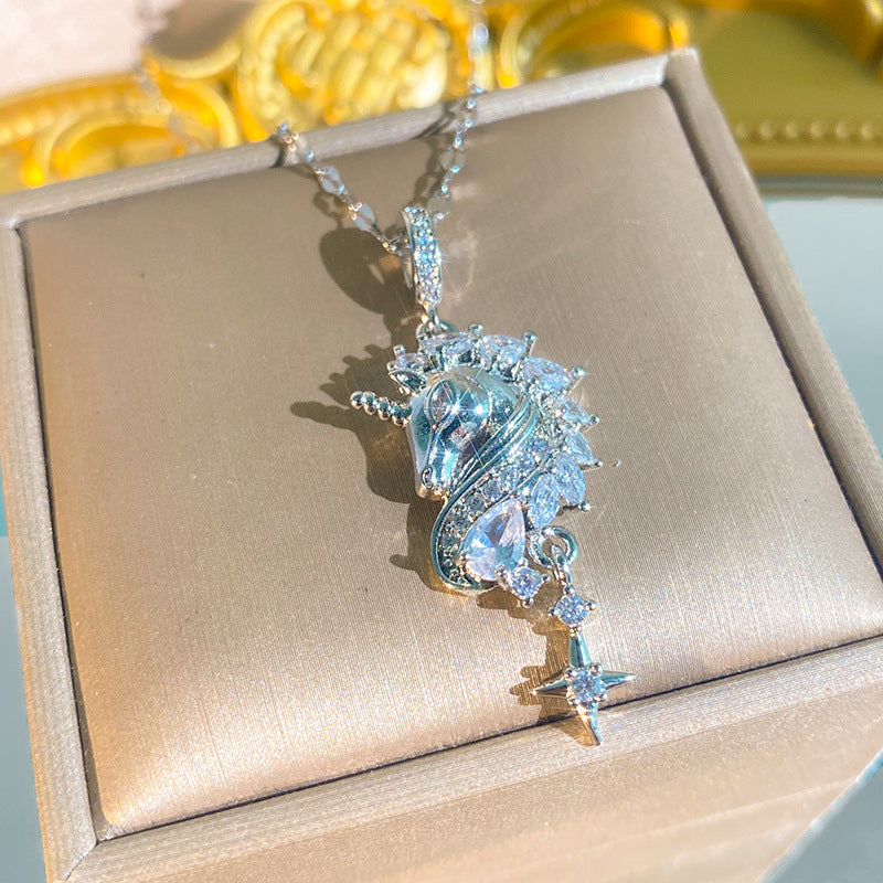 Women's Diamond Imitation Chalcedony Series Titanium Steel Exquisite High-grade Tassel Gourd Necklace