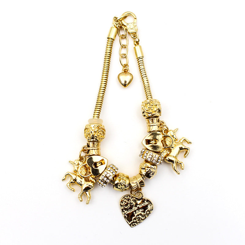 Crystal Heart-shaped Glass Bead Temperament Trend Alloy Bracelet