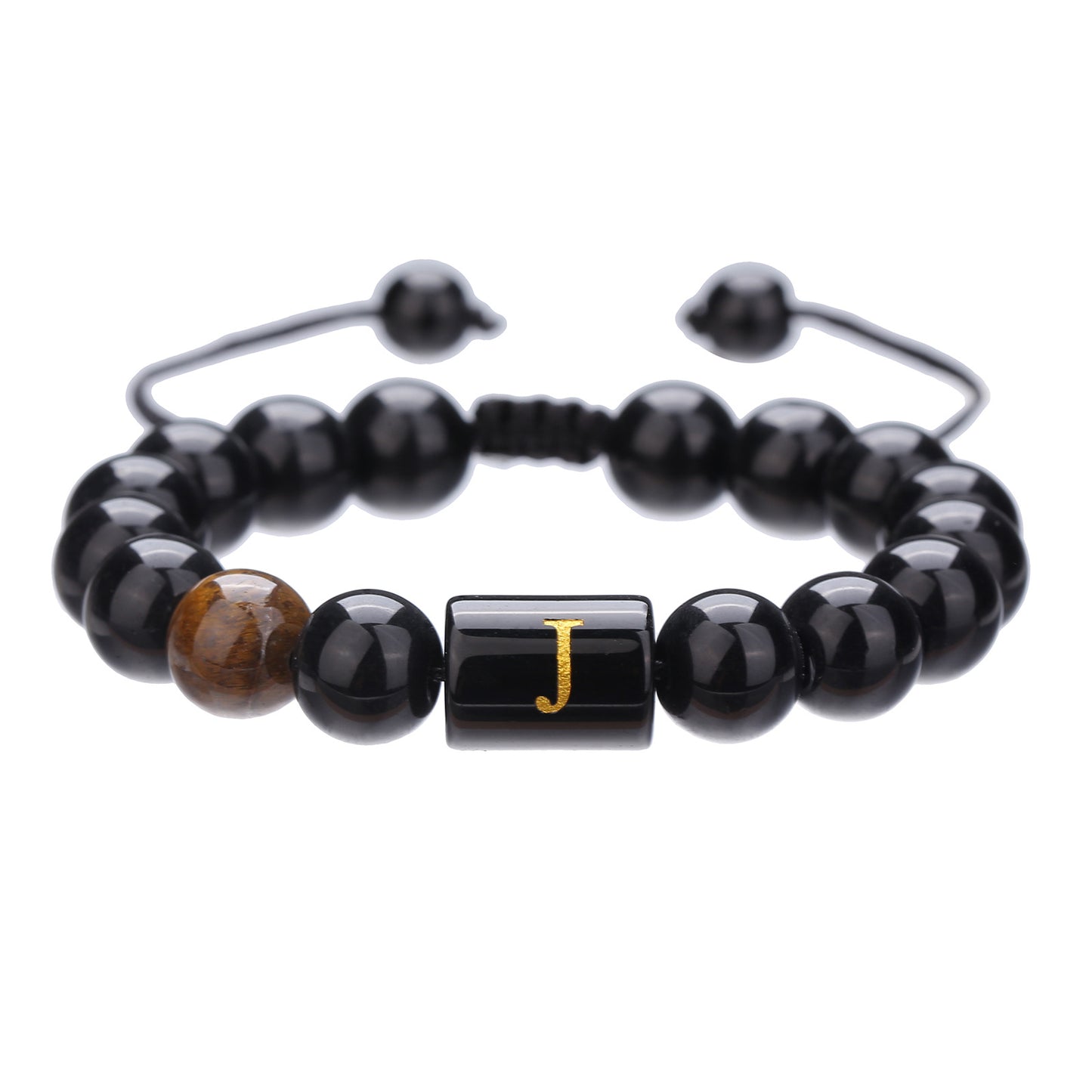 Live Streaming Black Agate Beads Male Letter Bracelets