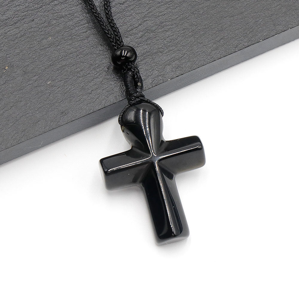 Natural Crystal Thanksgiving Gift Agate Woven Stone Cross Pendants