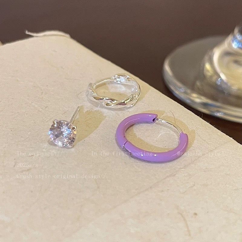 Dopamine Sweet Style Drip Glazed Solid Color Fresh Exquisite High Rings