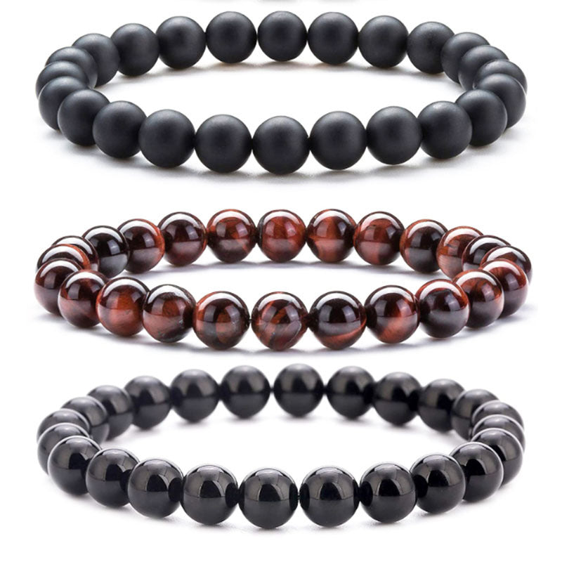 Natural Stone Elastic Tigereye White Turquoise Bracelet