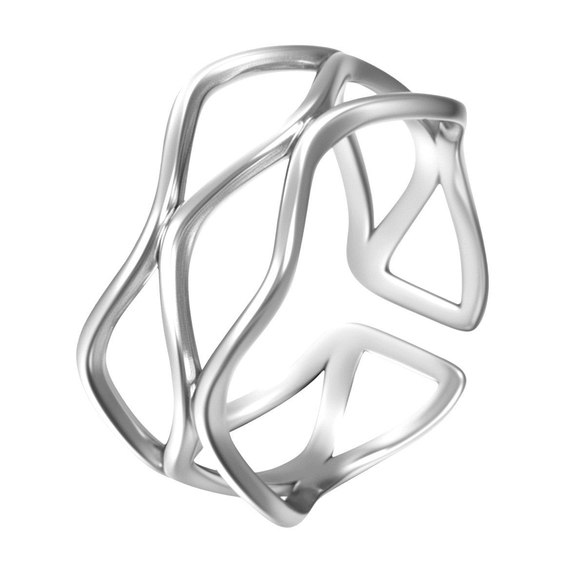 Stainless Steel Irregular Line Love Heart-shaped High-grade Ring